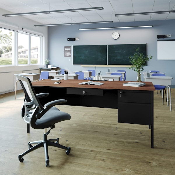 Flash Furniture 30 in D X Walnut, 70 in W X GC-M-BLK-177-WLN-GG - main